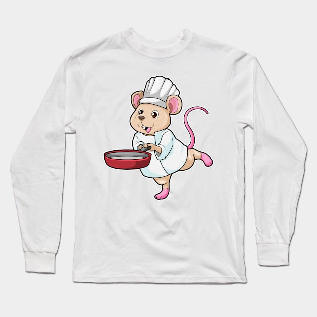 Rat as Cook with Pan & Cooking hat Long Sleeve T-Shirt by Markus Schnabel